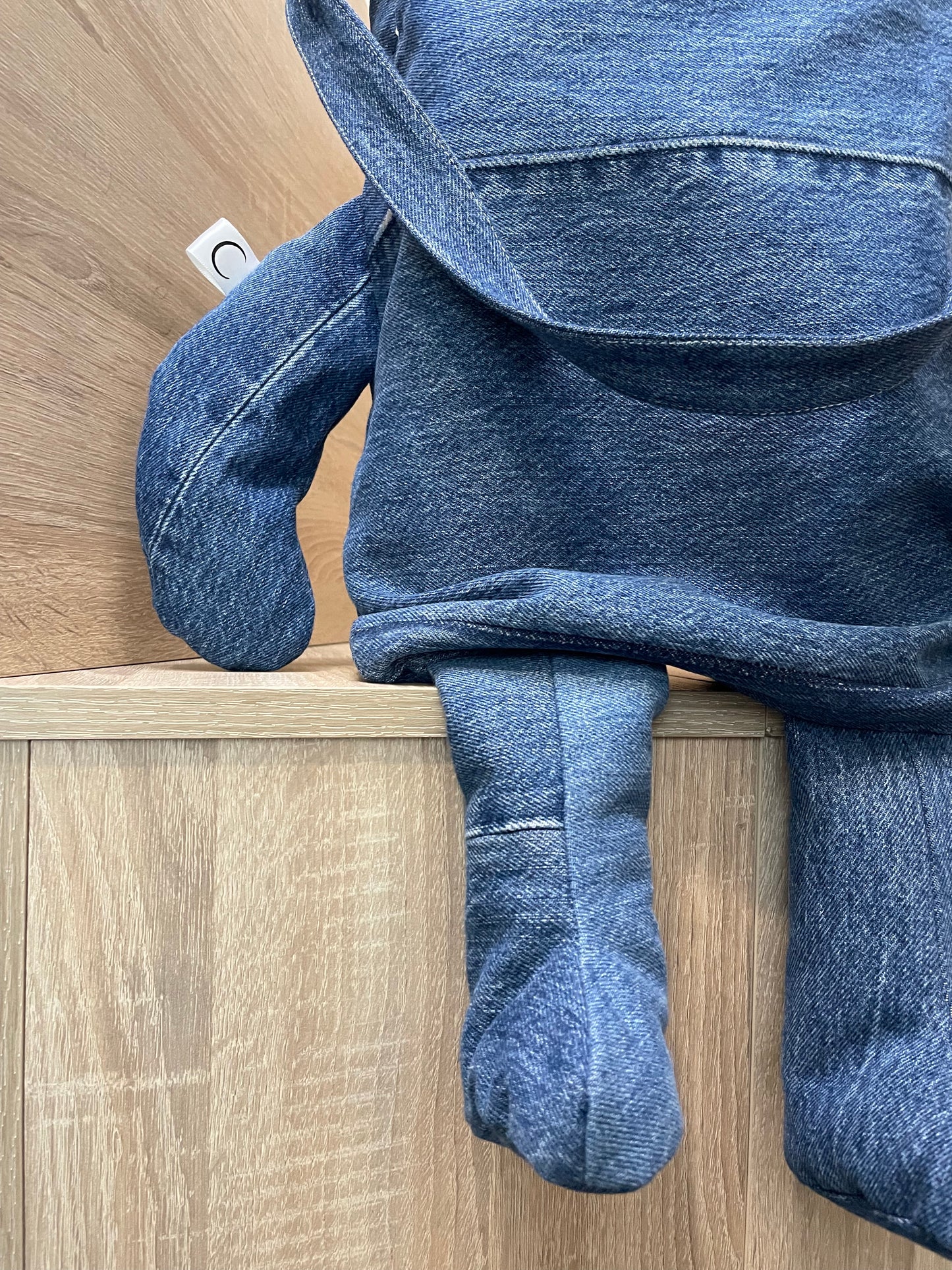 Up-Cycled Denim Teddy Tote Bag